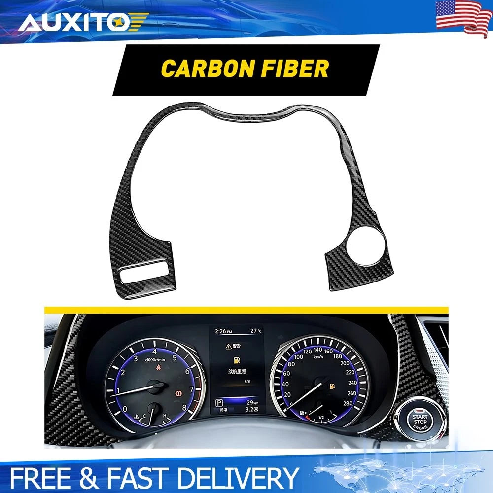 Carbon Fiber Interior Dashboard Frame Cover Trim for Infiniti Q50 Q60 (2014–2023)
