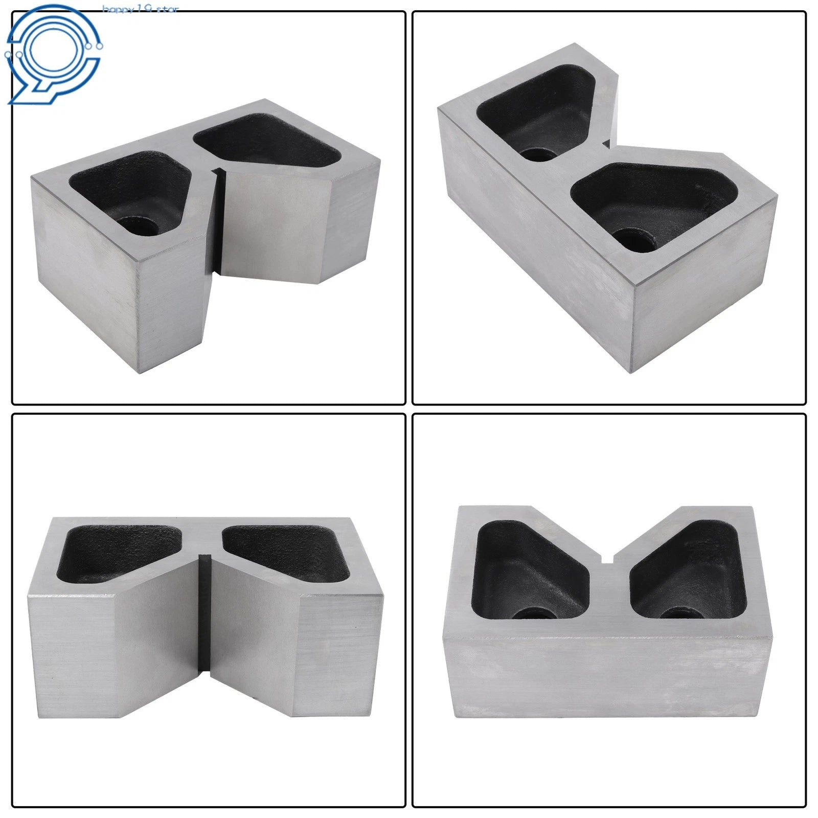 1 Pair Cast Iron V-Blocks for Precision Machining (0.0001 Accuracy)