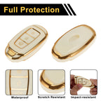White Gold Edge Car Key Case for Hyundai i10 (2010–2023) - 3 Buttons