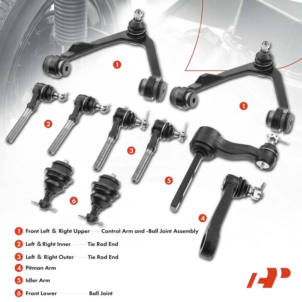 10x Front Control Arm Tie Rod Ends for Ford F-150 (1997-2003)
