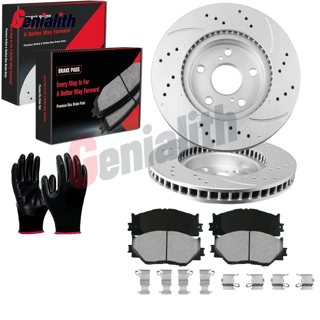 Front Drilled Brake Rotors & Ceramic Brake Pads Kit for Lexus IS250 (2006–2008)