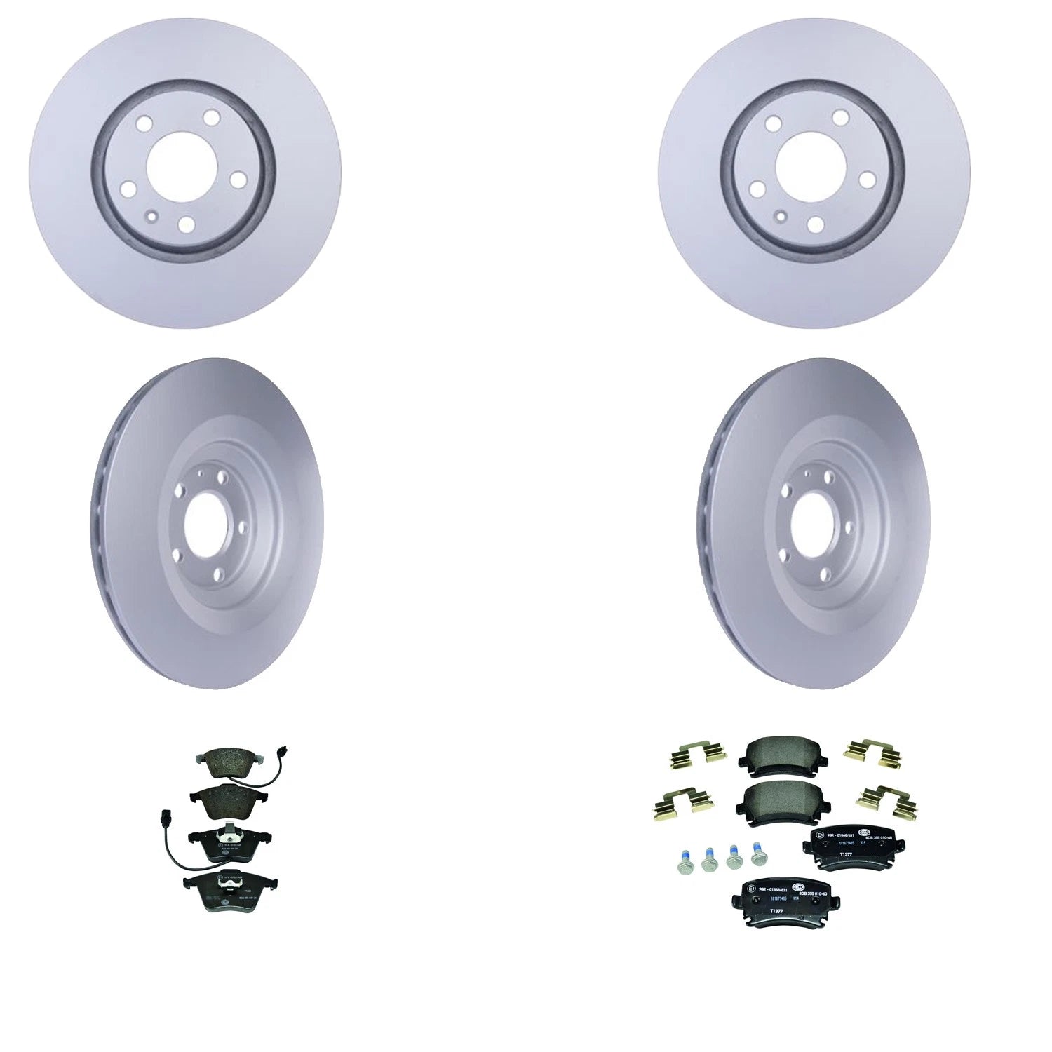 Set of 4 Hella Low-Met Disc Brake Pads & Rotors for Audi A6 A6 Quattro (2006)