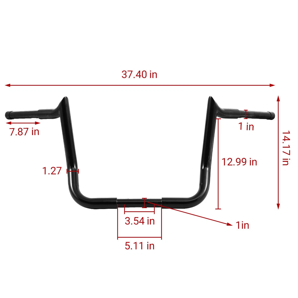 12" Meathook Ape Hanger Handlebar for Harley Touring Street Electra Glide