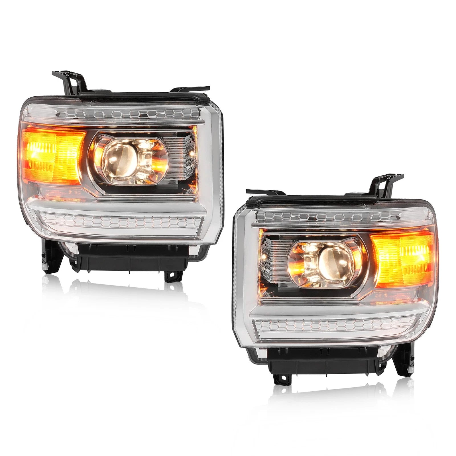 Set of 2 Halogen Headlights for GMC Sierra 1500 (2014-2015)