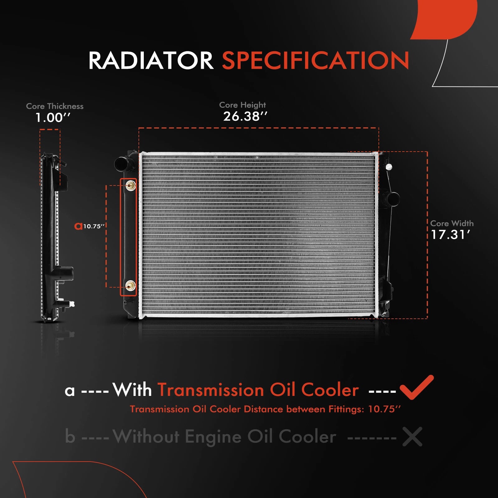 Radiator with Transmission Oil Cooler for Toyota RAV4 (2006–2015)