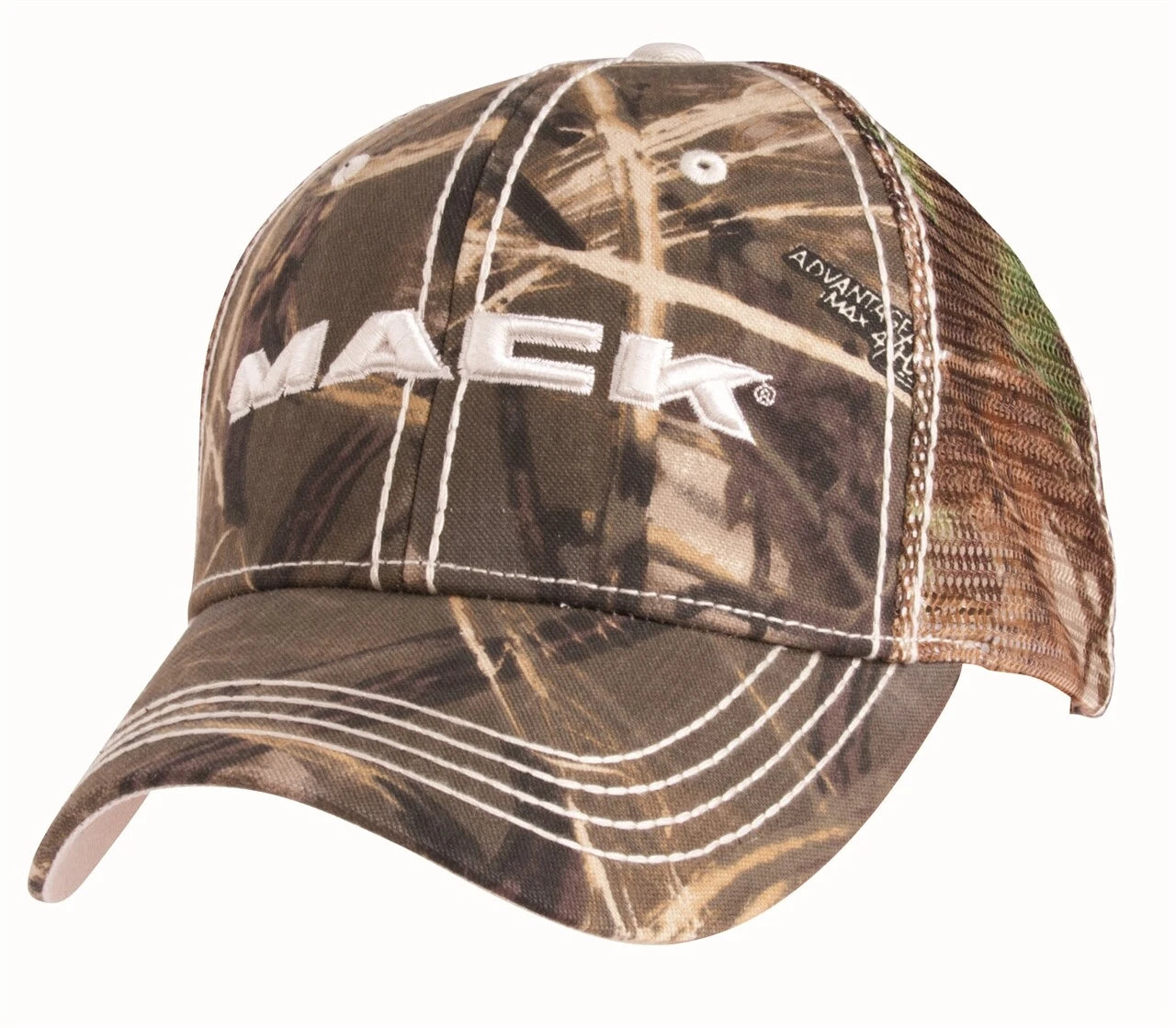 Embroidered Wordmark Hat for Mack Trucks (Camouflage, Camo Mesh Back)