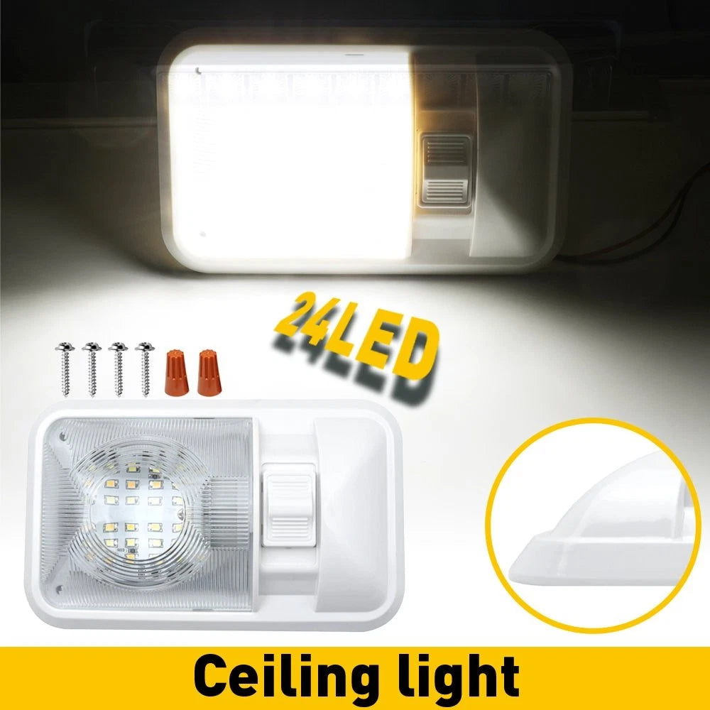 2 RV 12V LED Interior Ceiling Lights for Boat Camper Trailer (Single Dome)