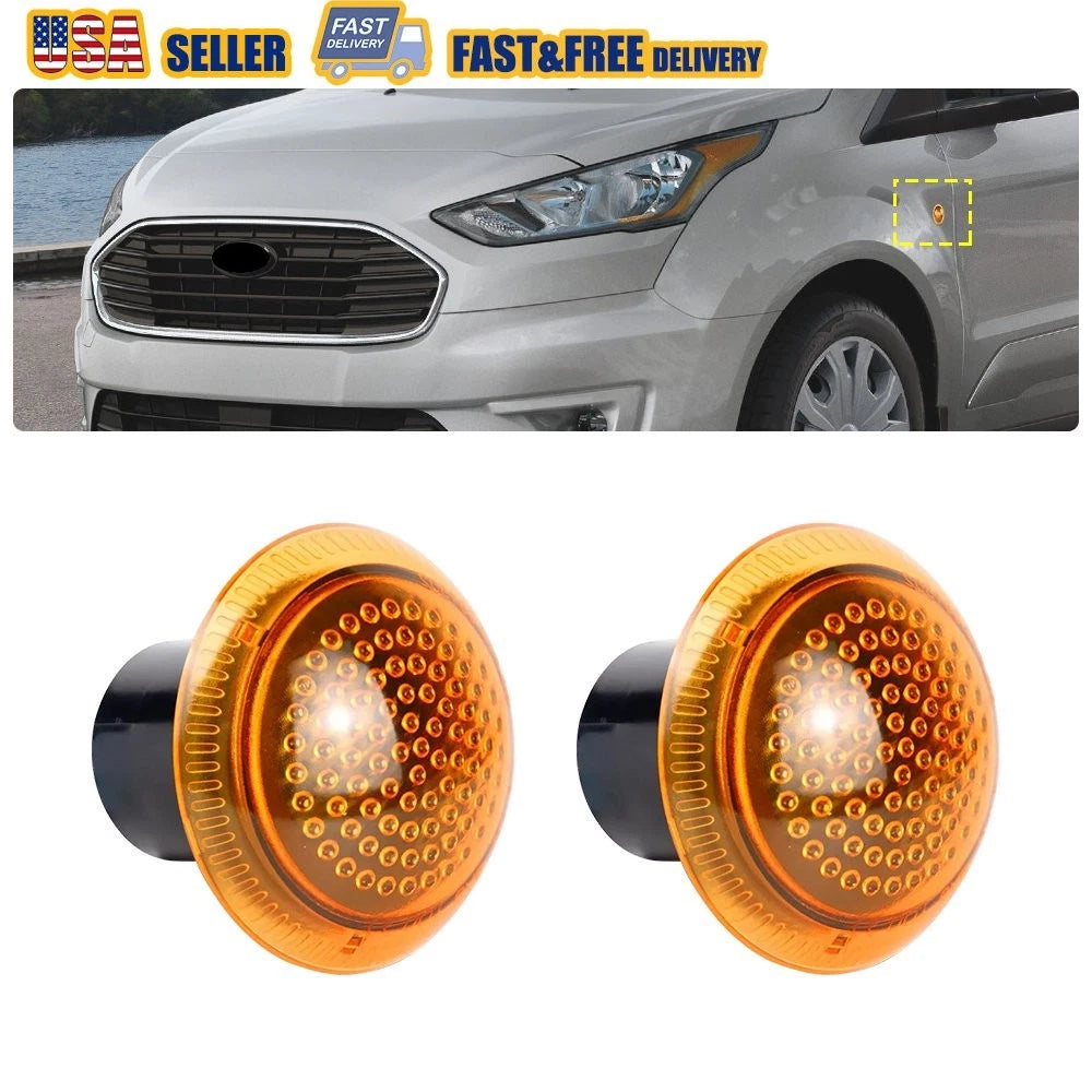 Side Fender Turn Signal Lights for Ford Transit Connect (2010–2021) Amber