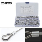 Set of 250 Double Barrel Ferrule Crimping Loop Sleeves for Wire Rope Cable