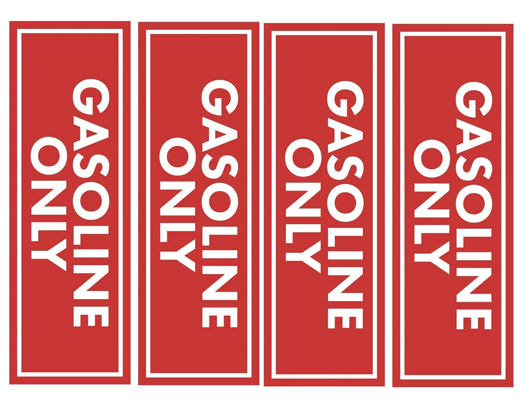 Set of 4 Gasoline Only Fuel Caution Warning Decals for Universal Use