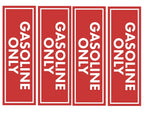 Set of 4 Gasoline Only Fuel Caution Warning Decals for Universal Use
