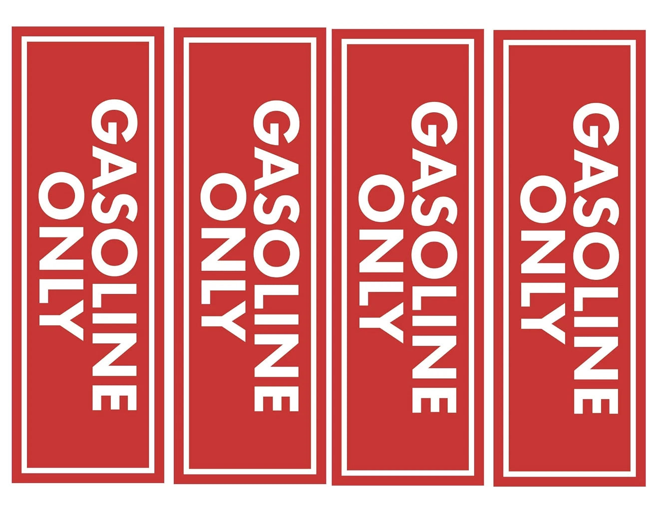 Set of 4 Gasoline Only Fuel Caution Warning Decals for Universal Use