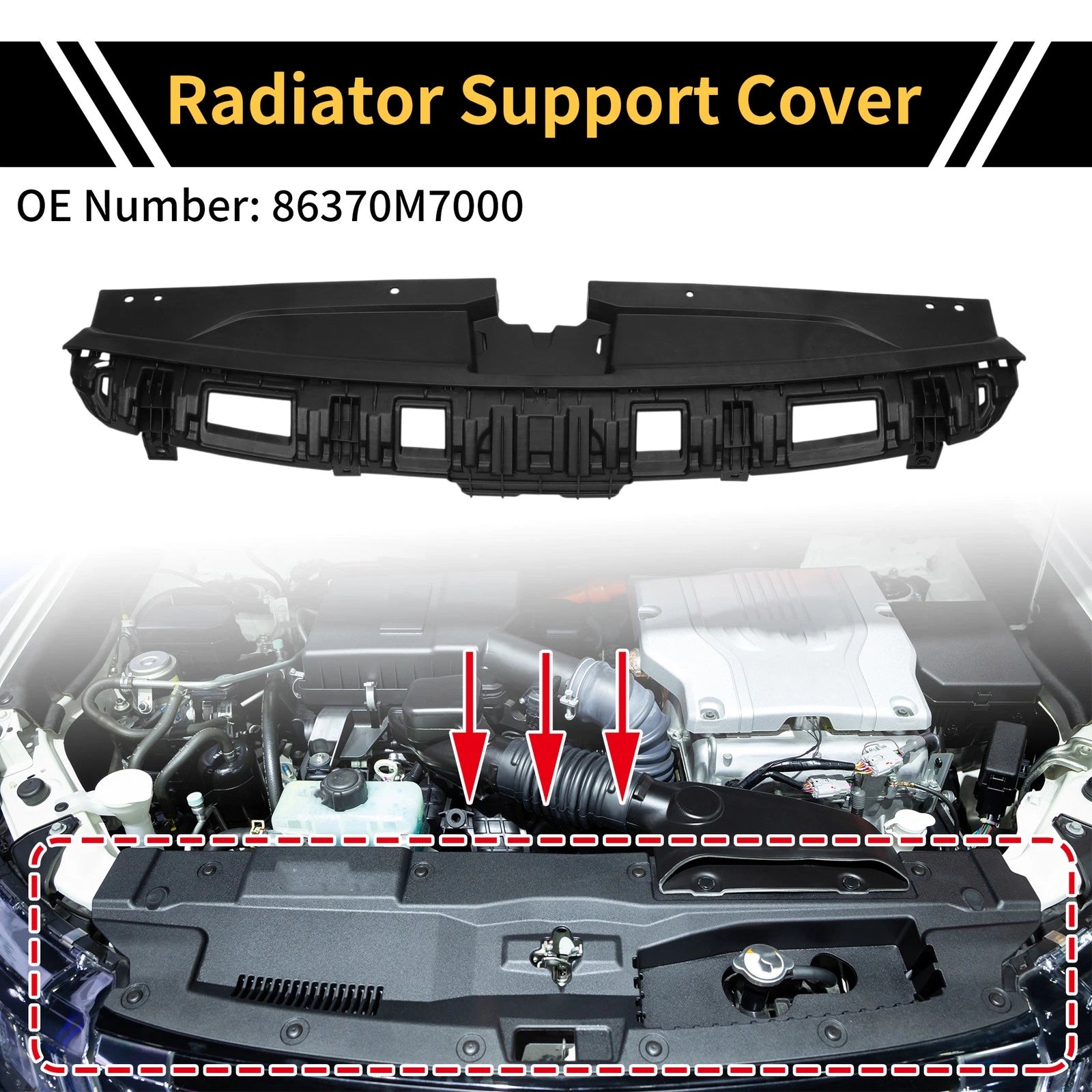 Radiator Support Cover for Kia Forte (2019–2022) No. 86370M7000 ABS Black