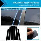 Set of 6 Black Window Trim Covers for Honda CR-V (2007–2011)