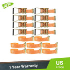 Set of 8 E-Track Ratchet Straps 2" x 15' 4400LB Tie Down