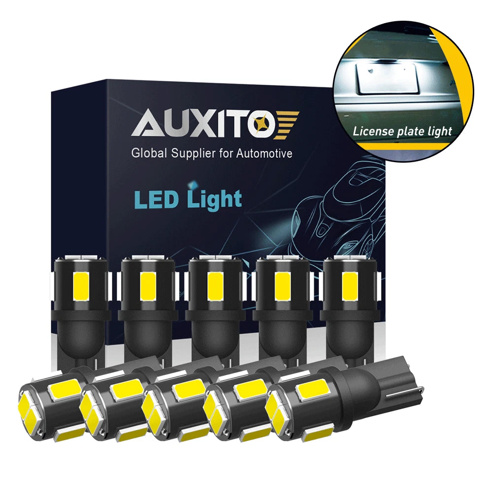 AUXITO T10 194 LED Bulbs for Interior License Map Side Marker Light (6000K)
