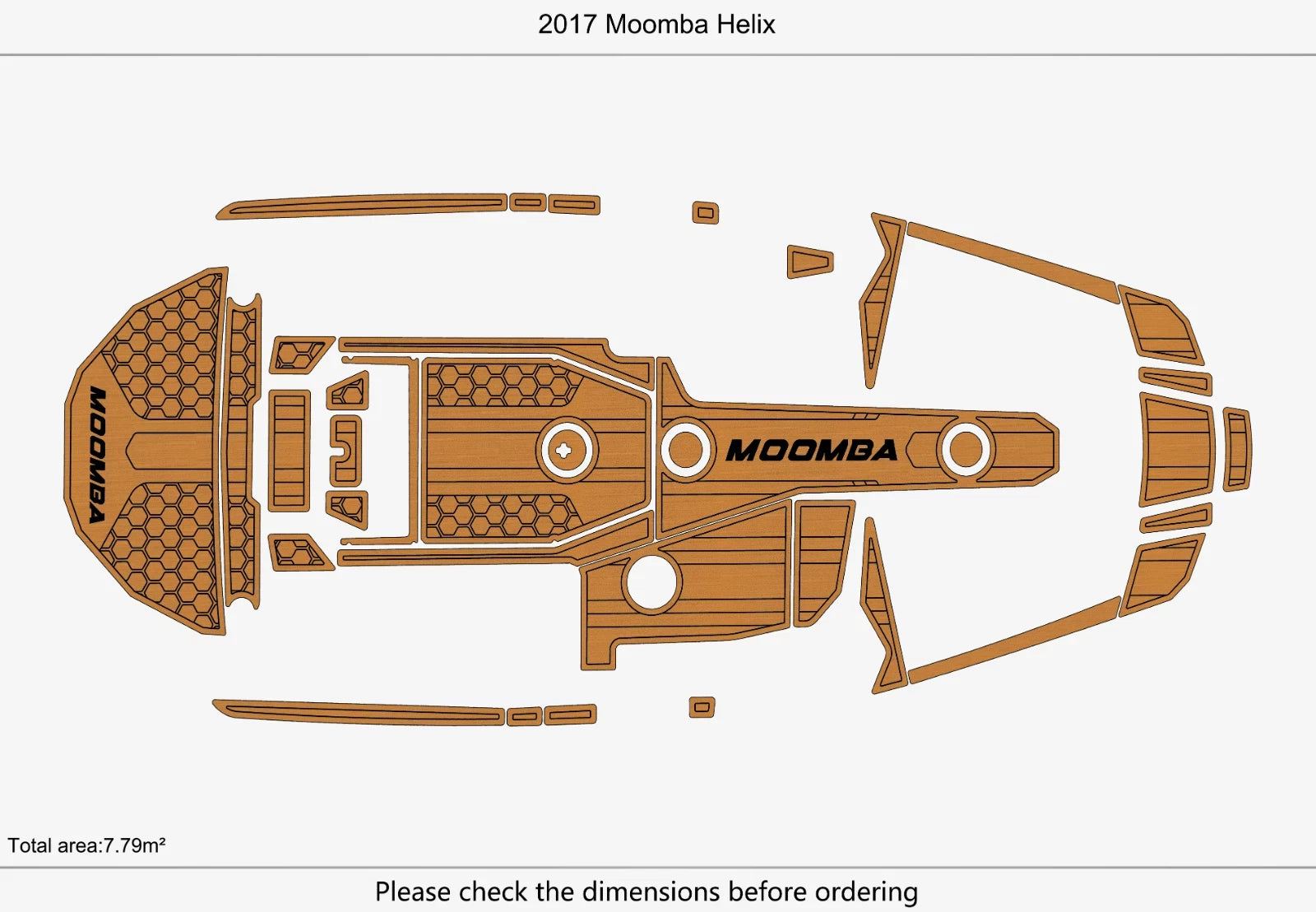 EVA Pad Teak Flooring Mats for Moomba Helix (2017)