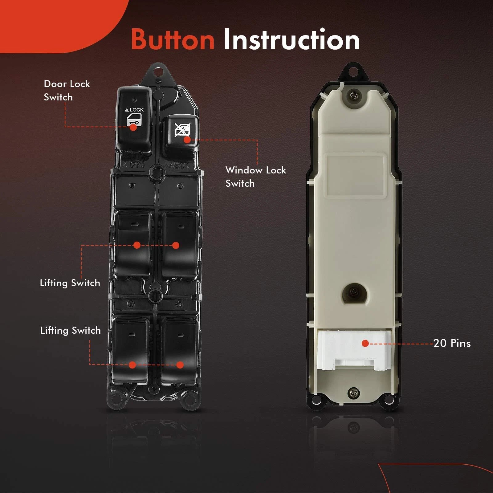 Front Left Power Window Switch for Toyota Avalon (2010-2012)
