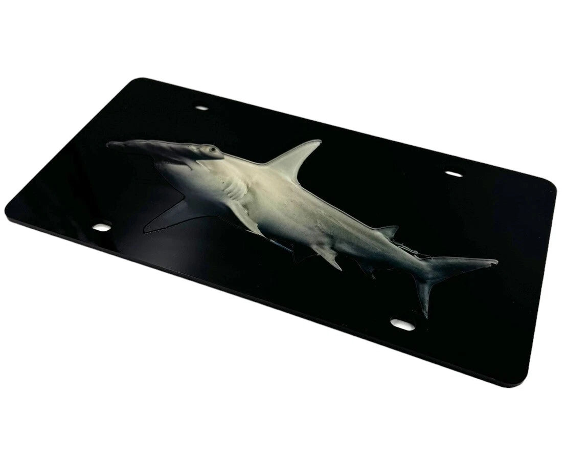 Acrylic License Plate Premium Black for Hammerhead Shark (Universal Fit)