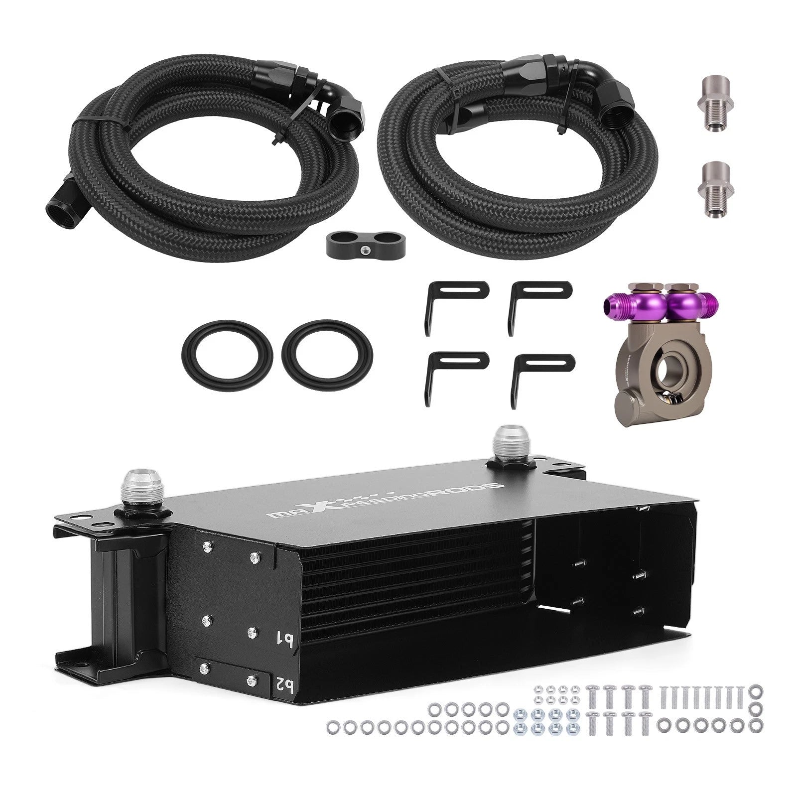 10AN Universal 10 Row Oil Cooler Kit for Transmission Engine (Universal)
