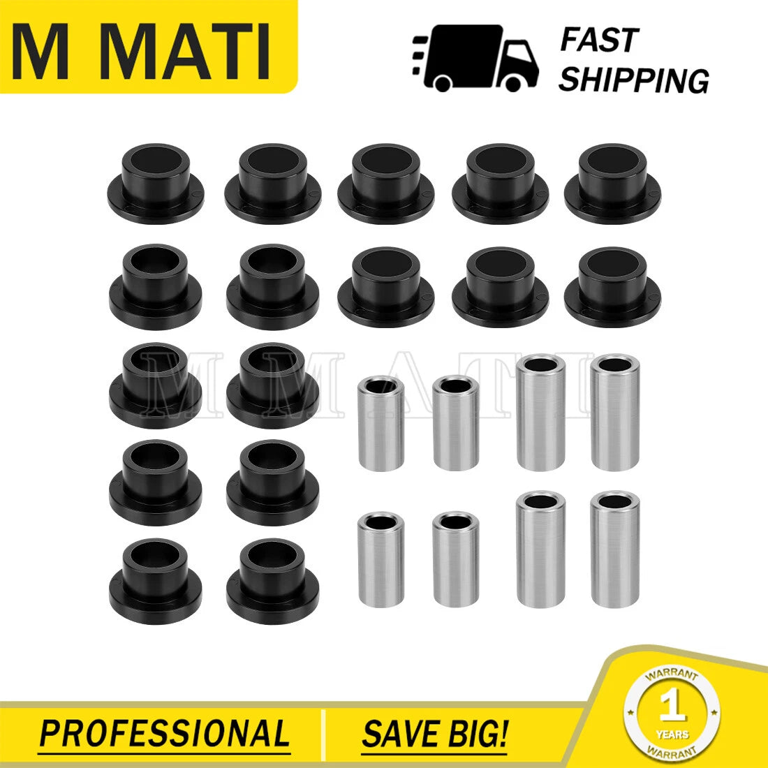 Front Rear Shock Bushing Sleeve Set for Polaris Ranger 900 1000 (2013–2023)