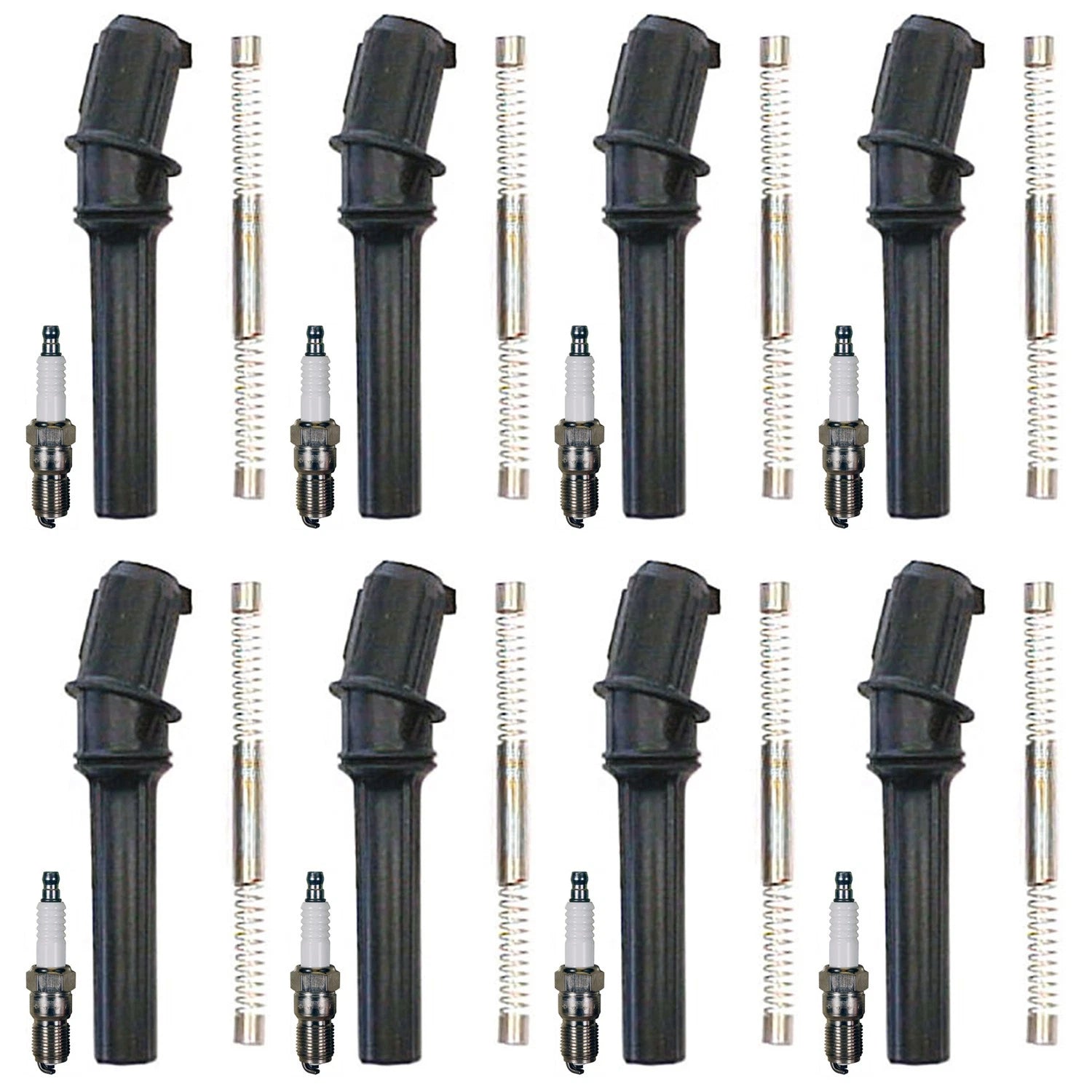Set of 8 Denso Standard Spark Plugs & Coil Boots for Ford F-150 (1999)