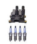 Denso Ignition Coil & 4 Double Platinum Spark Plugs for Ford 2.3 L4 (0-0)