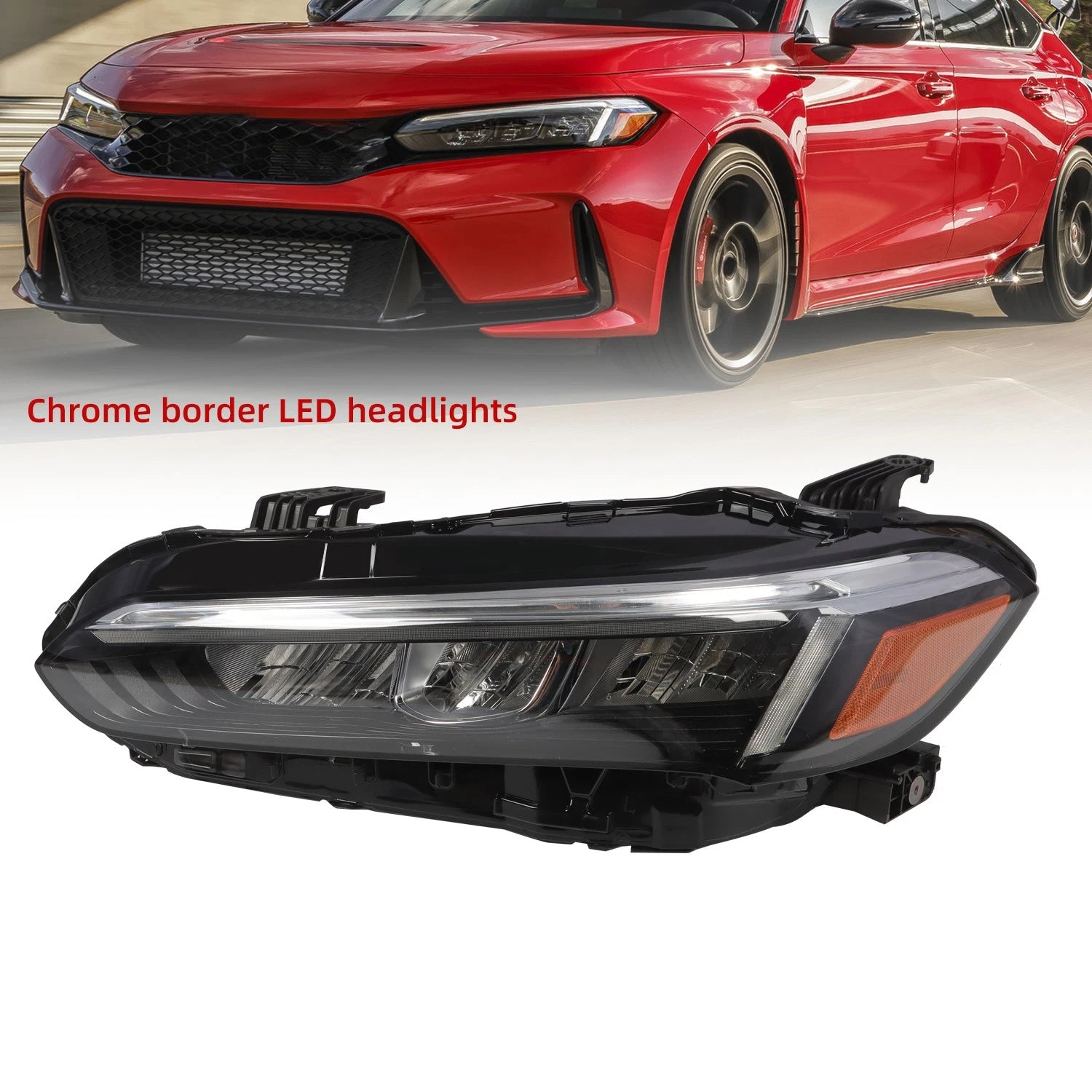 LED Front Headlight Assembly Left Chrome for Honda Civic Sedan (2022–2024)