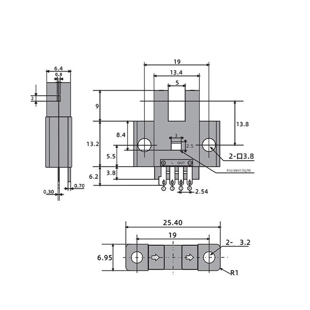 U Shape Photoelectric Limit Switch for Printing Equipment and Conveyors