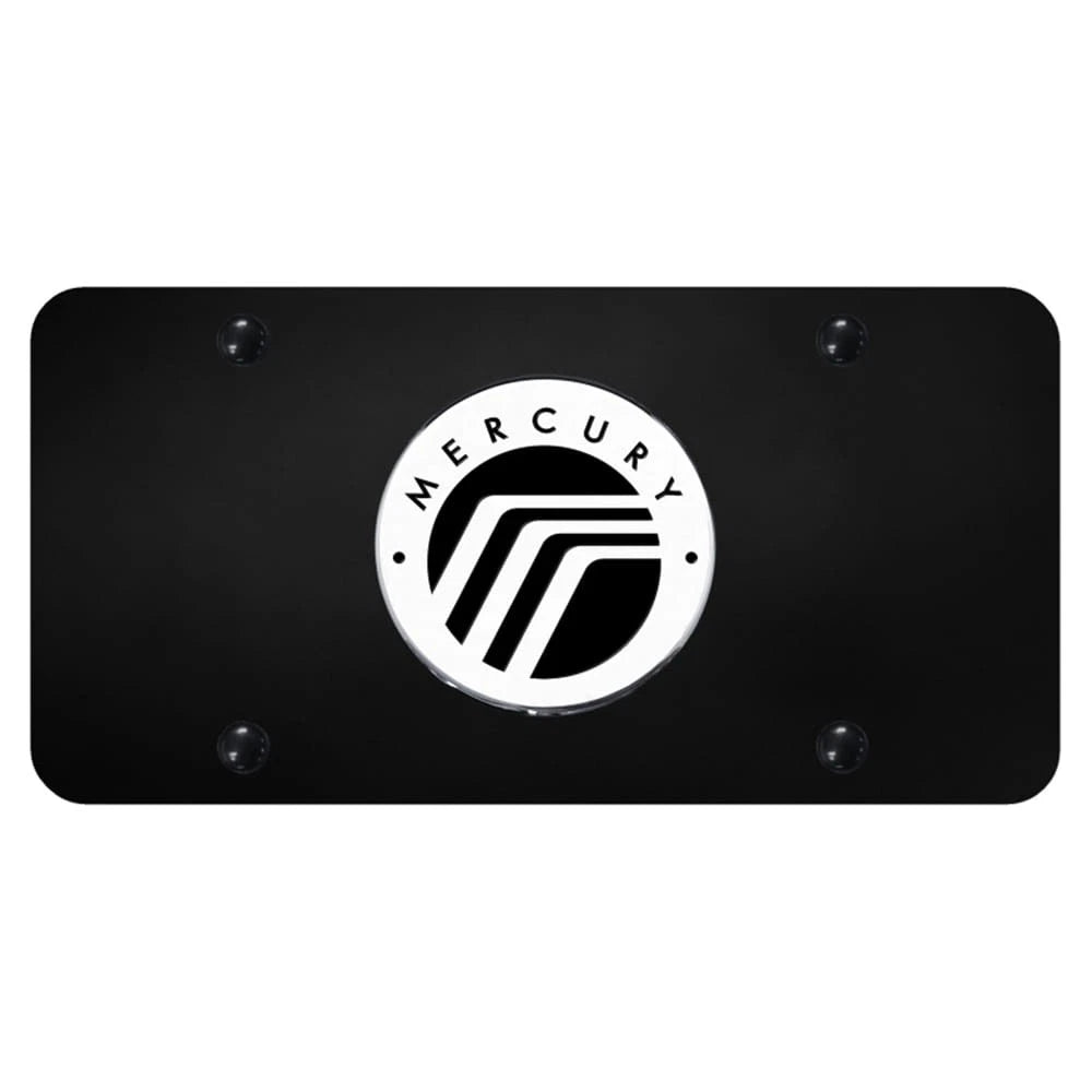 Chrome Logo on Black License Plate - Officially Licensed for Mercury