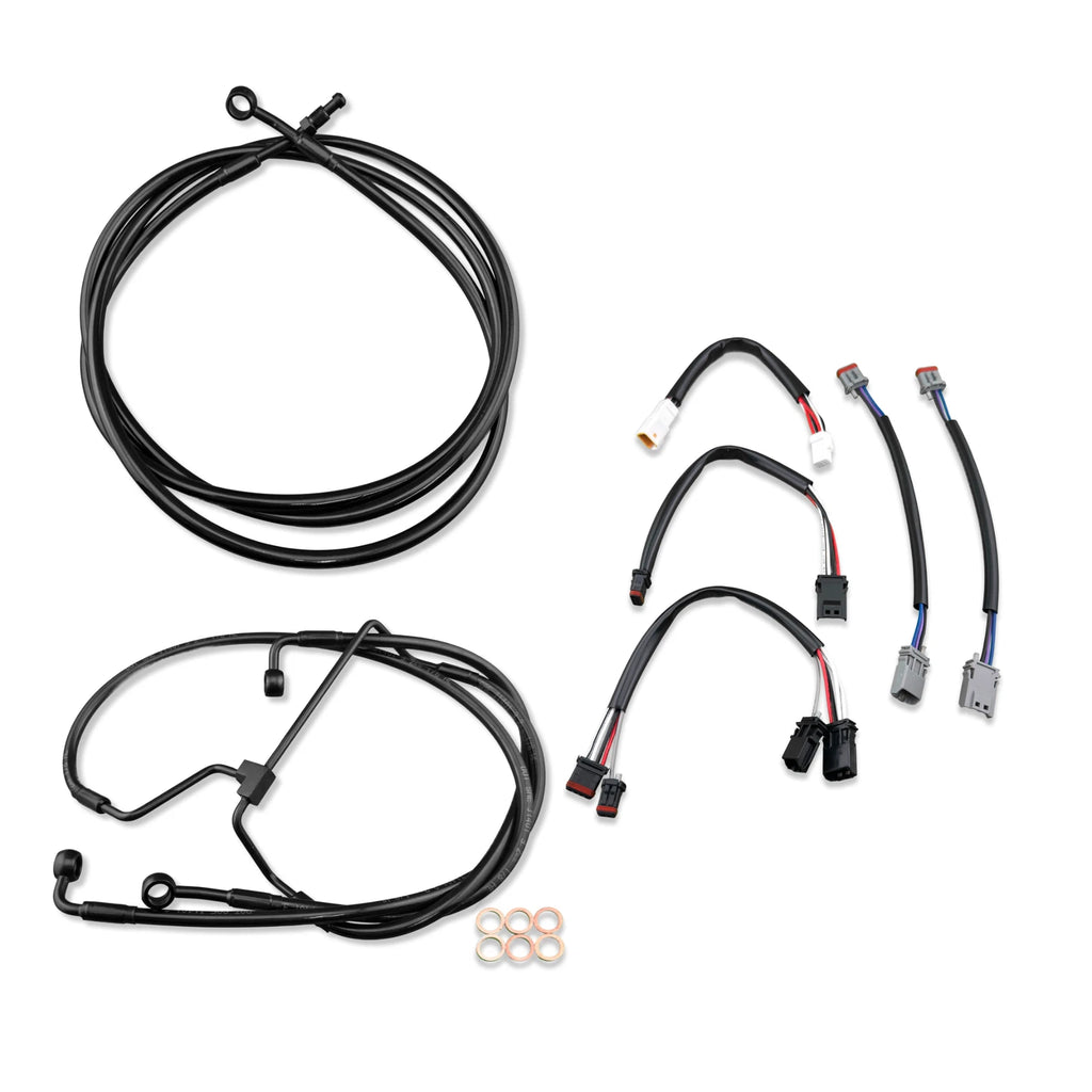 14" Black Extended Stainless Brake Line for Harley Road King Street Glide (2017–2020)