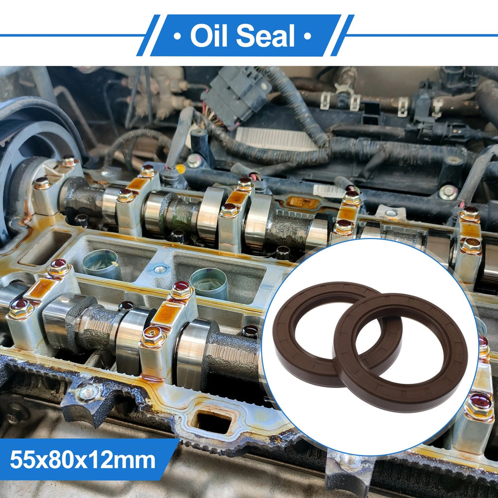 2X Oil Seal Rotary Shaft Seal FKM Rubber 55x80x12mm for Various Models 