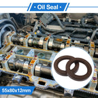 2X Oil Seal Rotary Shaft Seal FKM Rubber 55x80x12mm for Various Models 