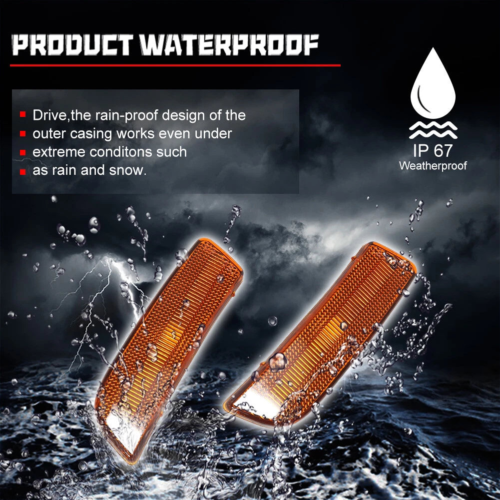 2X Amber Lens Front Bumper Side Marker Lights for VW Tiguan (2009–2017)