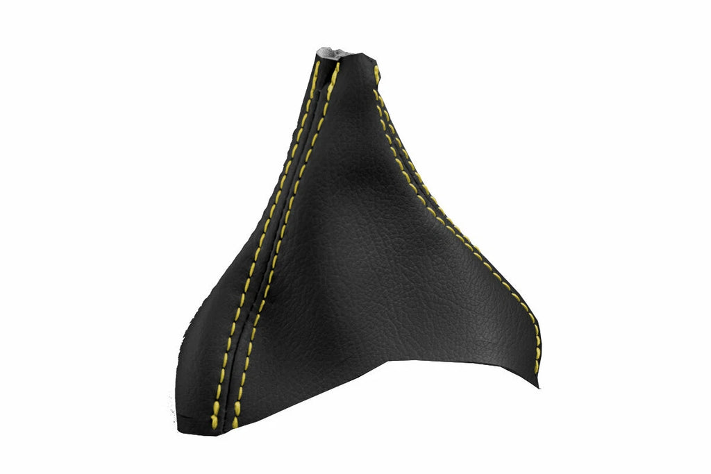 Leather Automatic Shift Boot Cover for Volvo XC90 (2003–2014) Black Yellow Stitch