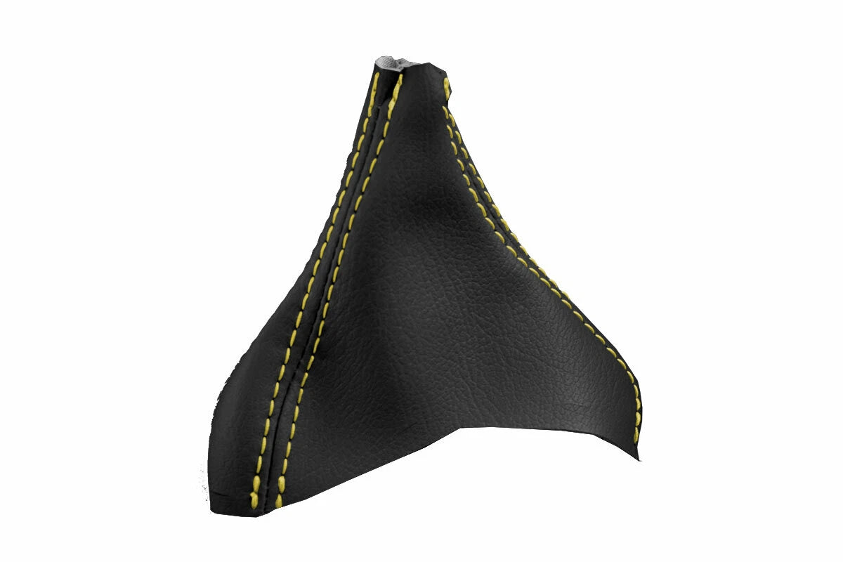 Leather Automatic Shift Boot Cover for Volvo XC90 (2003–2014) Black Yellow Stitch