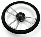 Polished Leather Steering Wheel Black Horn for 1974–1994 Chevy Truck