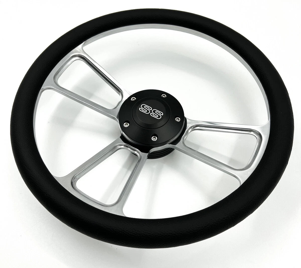 Polished Leather Steering Wheel Black Horn for 1974–1994 Chevy Truck