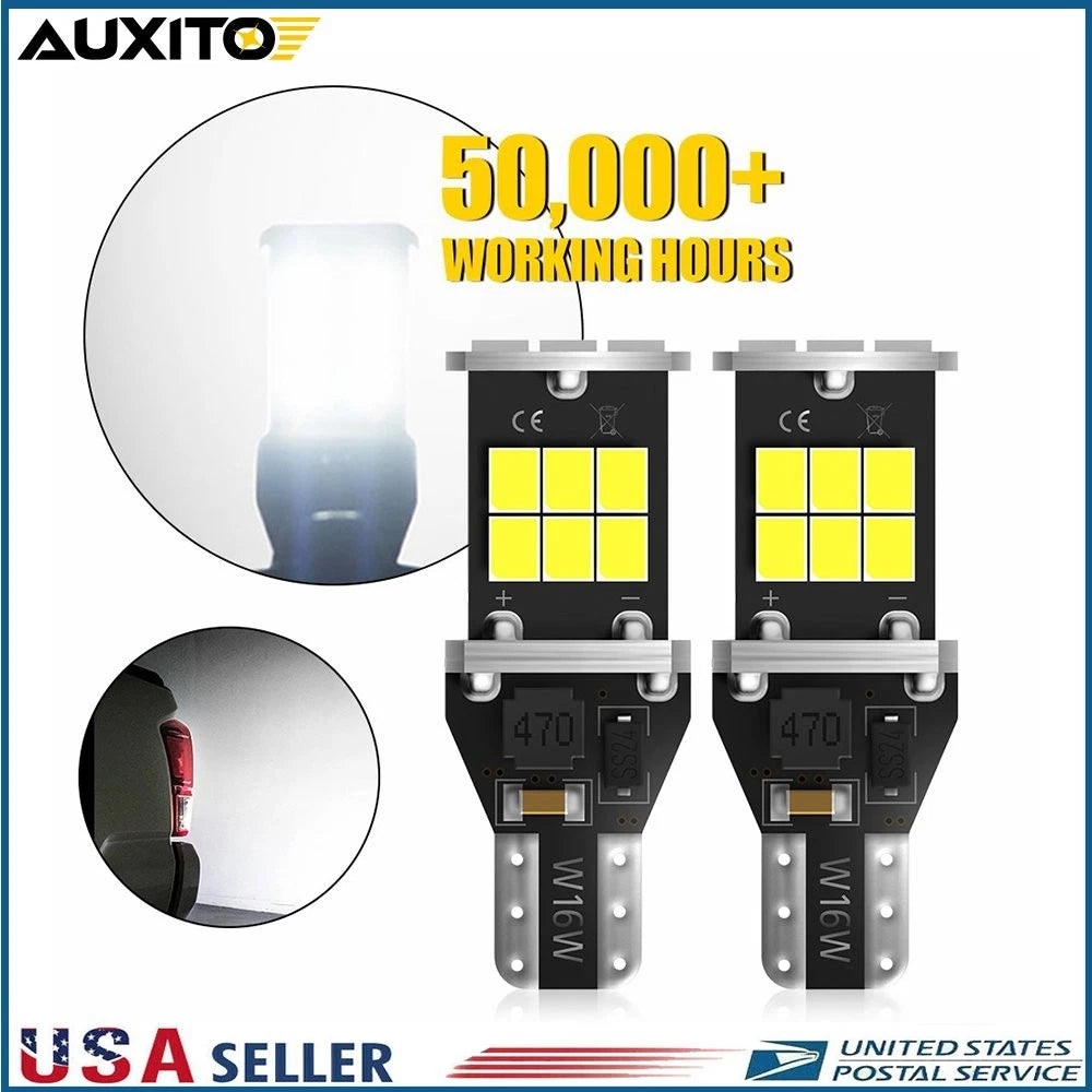 2X AUXITO LED Reverse Back Up Light Bulb 921 912 W16W 904 906 916 T15 for