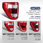 Full LED Tail Light for Ford F-150 (2021–2023) Chrome with Blind Spot