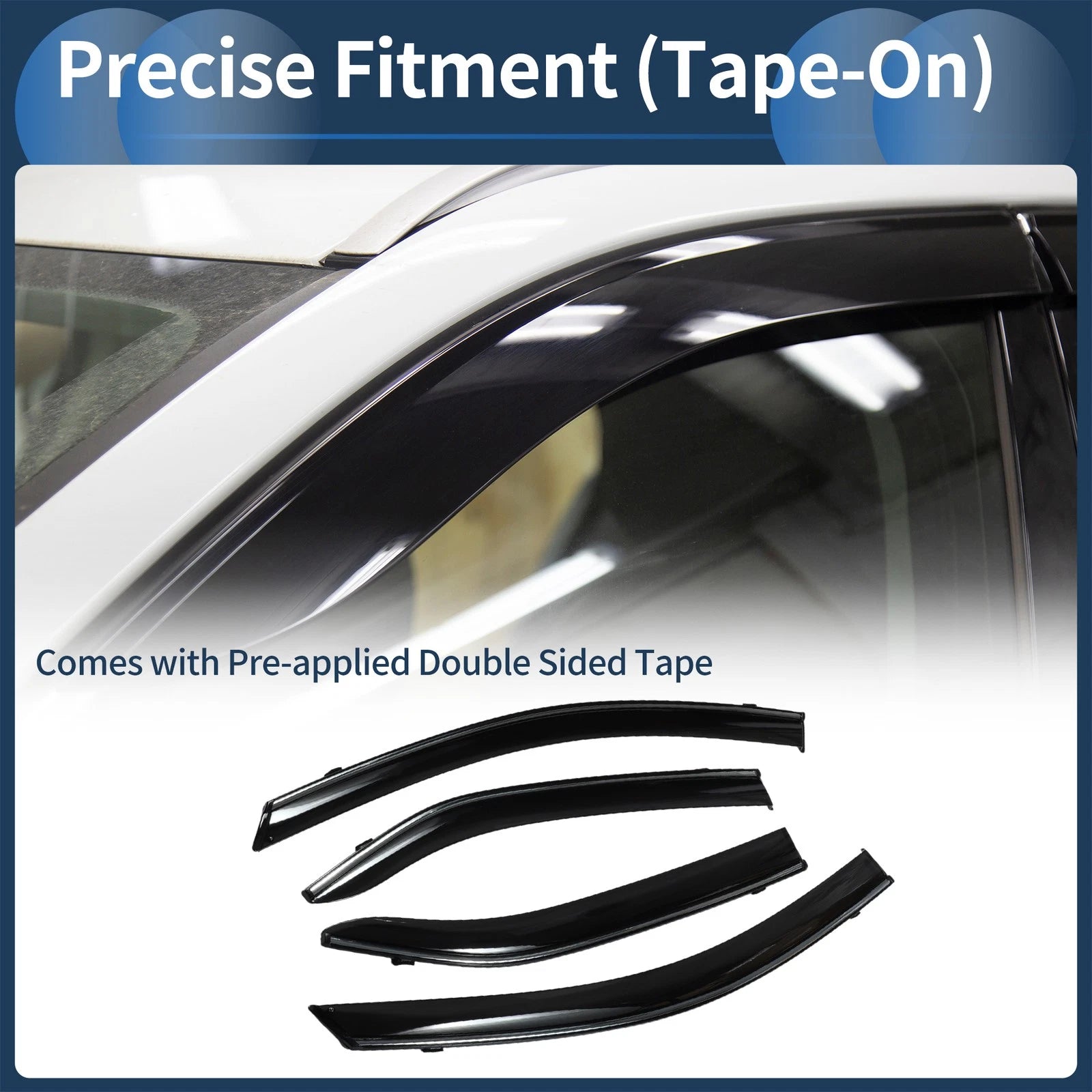 Set of 4 Window Deflectors for Toyota Camry (2007) - Side Vent Visors Black