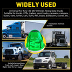 8X Green LED Watermelon Marker Light for EJ (12V-24V) Chrome Housing Waterproof