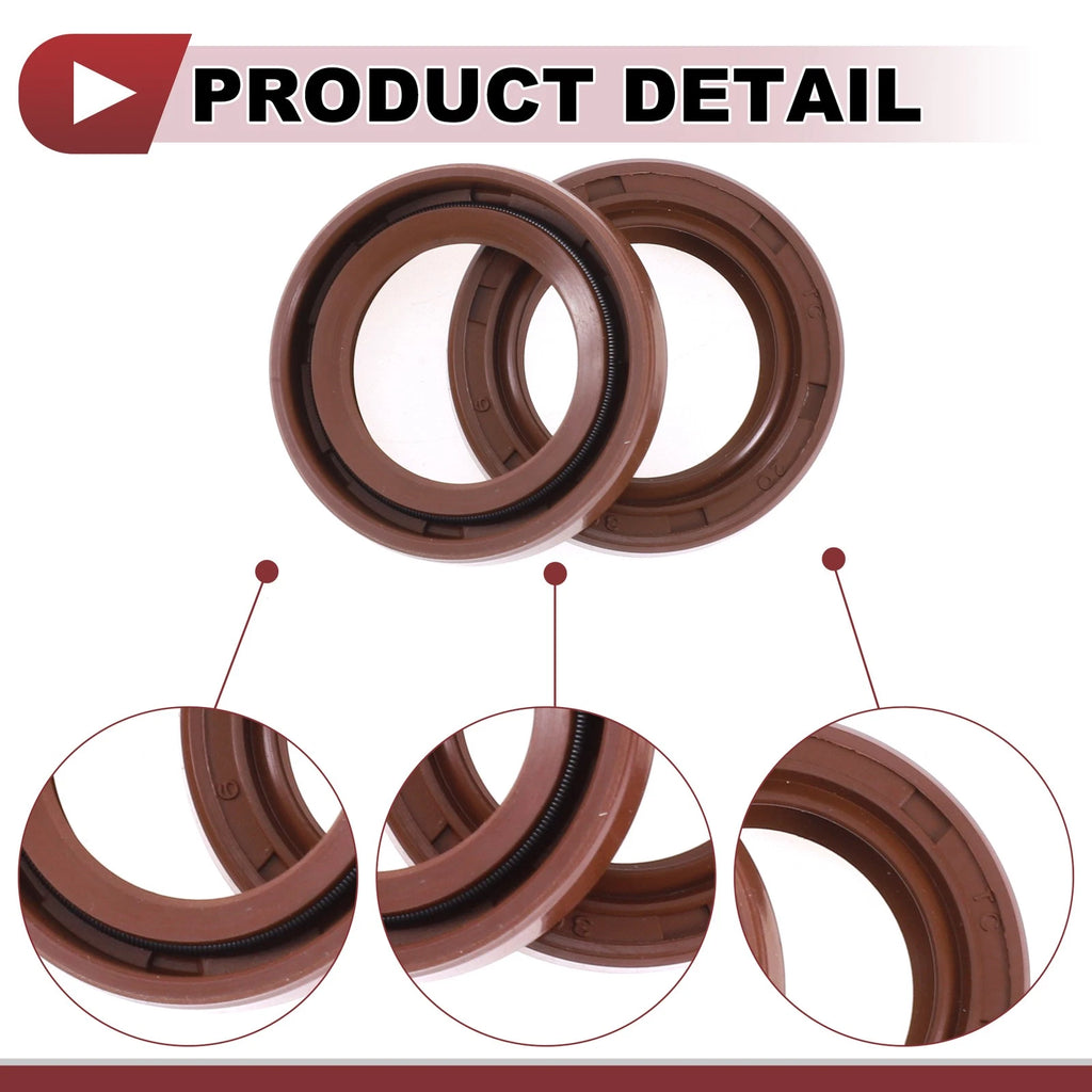 2X Oil Seal Rotary Shaft Seal for Various Models (20x30x6mm) FKM Rubber