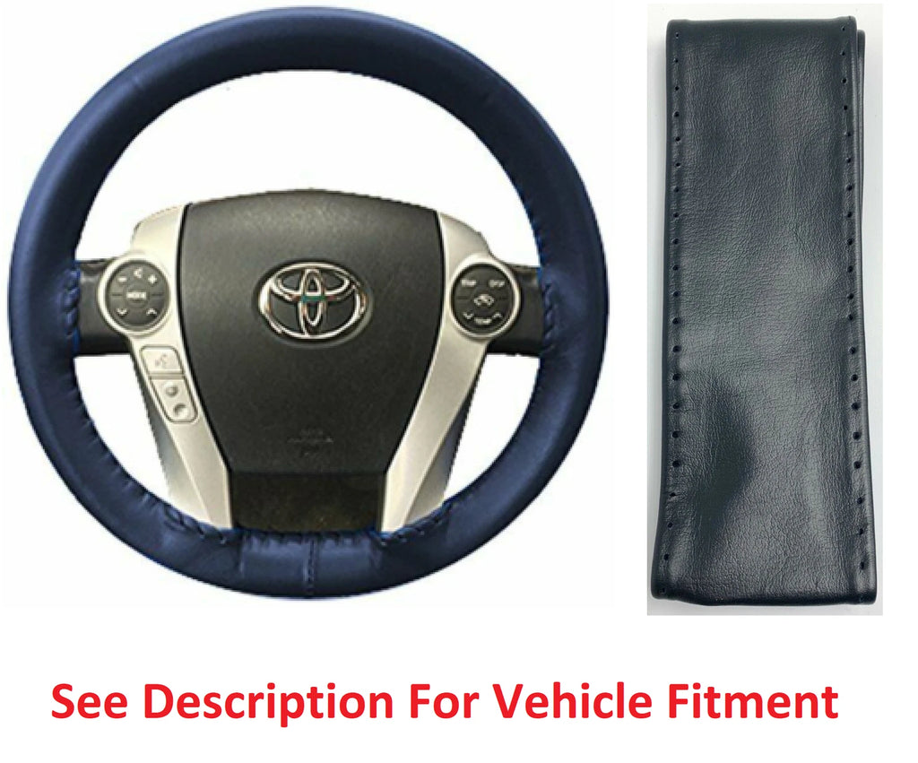 Leather Steering Wheel Grip Cover Dark Blue Replacement for Chevy (2007–2024)