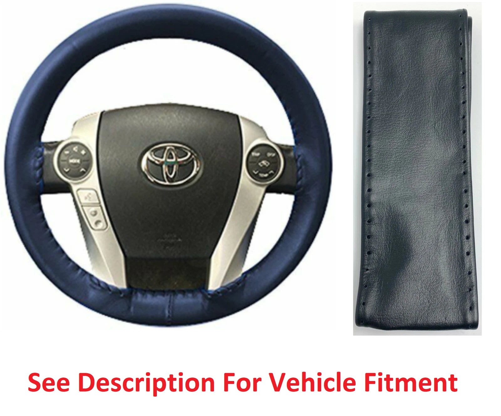 Leather Steering Wheel Grip Cover Dark Blue Replacement for Chevy (2007–2024)