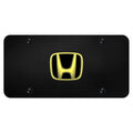 Gold Logo on Black License Plate - Officially Licensed for Honda