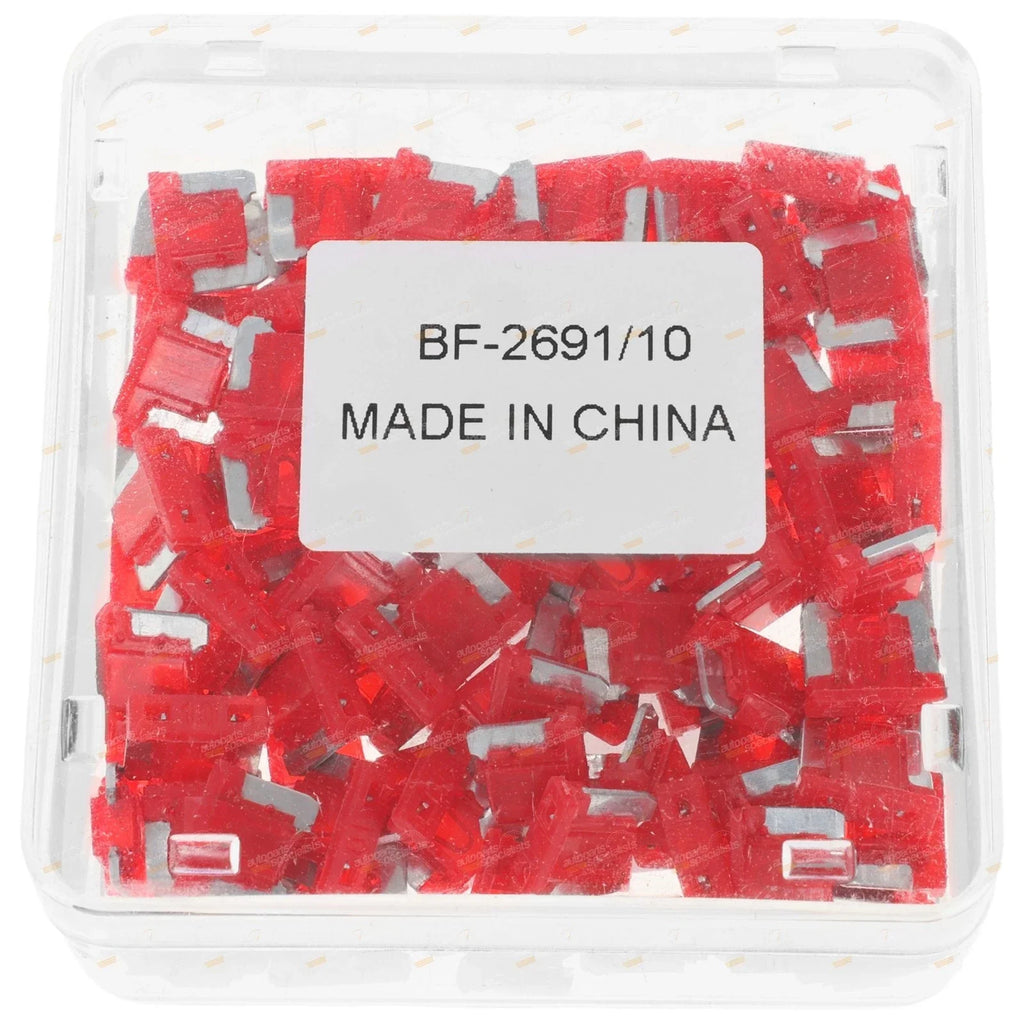 100 x Low Profile Mini Blade Fuses - 10 Amp Red