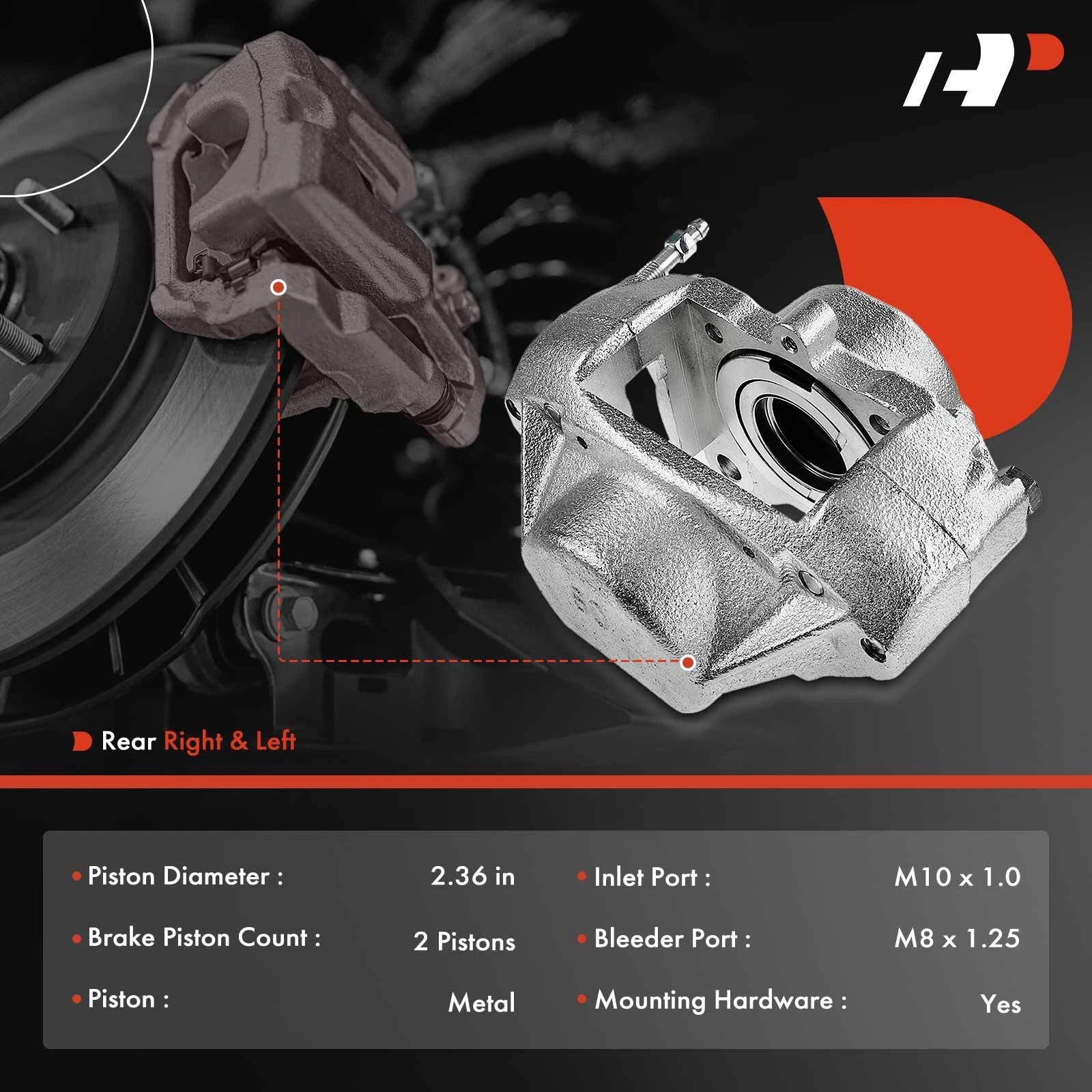 Pair Front Disc Brake Calipers for Mercedes-Benz 300CD 1978–1985 300D 1977–1985