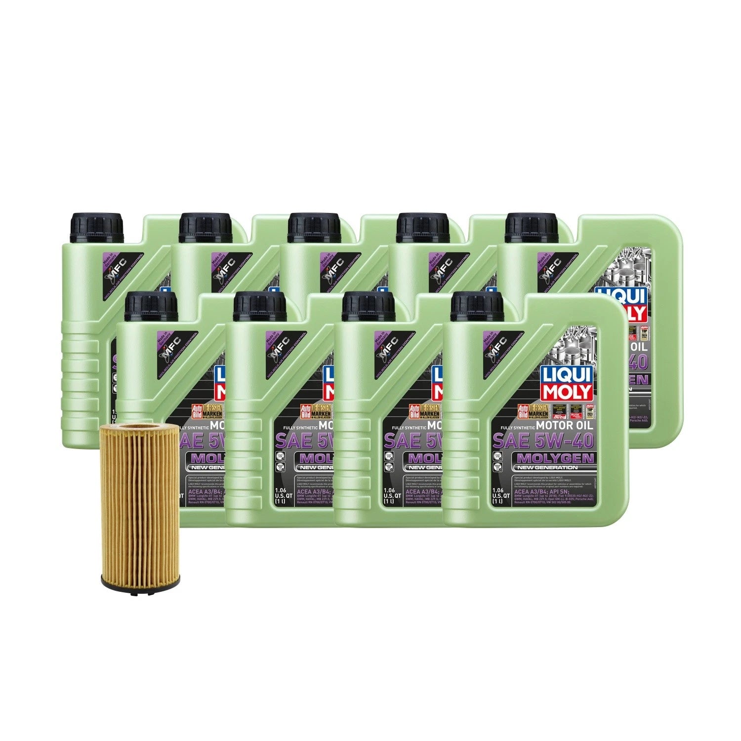 Oil Change Kit 9L Liqui Moly Molygen 5W-40 for Audi BHF/BNK (2002–2009)