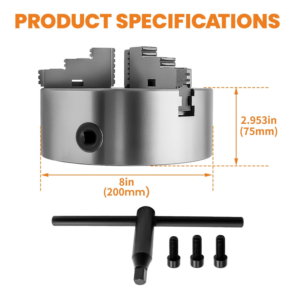 3 Jaw Self-Centering Lathe Chuck for CNC Drilling Milling Machine (200mm)